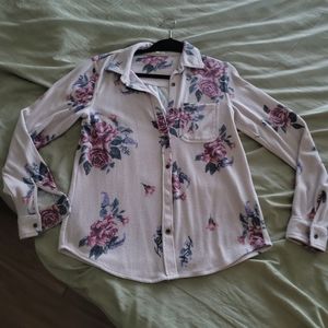 Button down flannel floral shirt